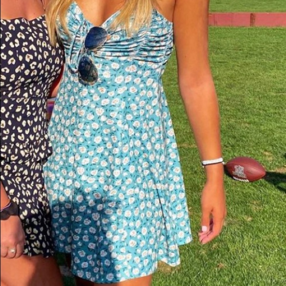 Floral Summer Teal Dress- Urban Outfitters